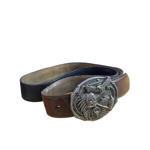 Arroyo 1989 Grande Belt Buckle Chief/Eagle/Feather With Leather Belt Used
